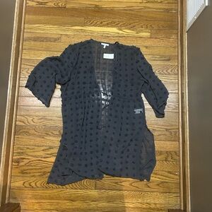 Maurices Charcoal Polka Dot Kimono